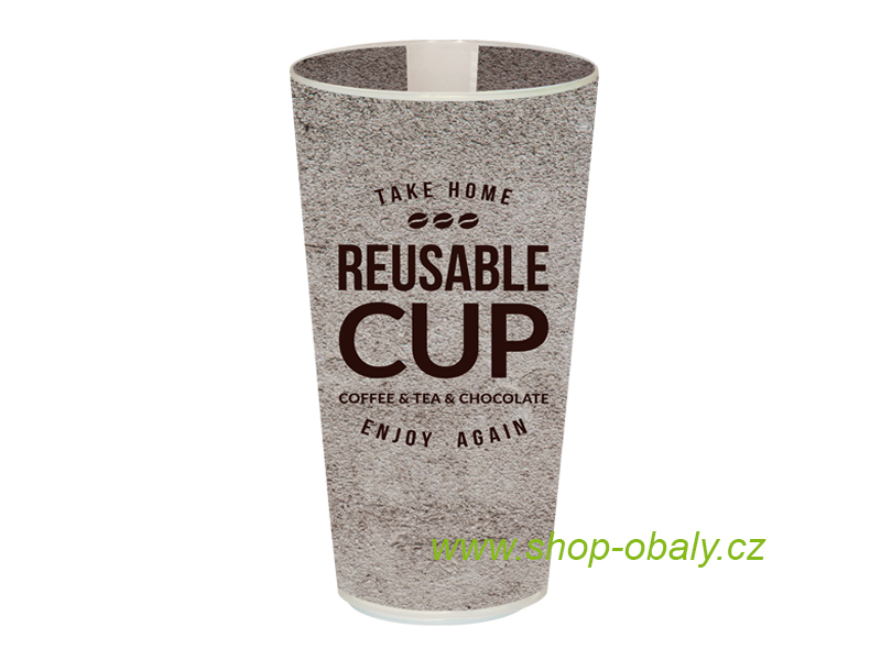 Kelímek PP ECO CUP opakovaně použitelný 300/350ml COFFEE - REUSE