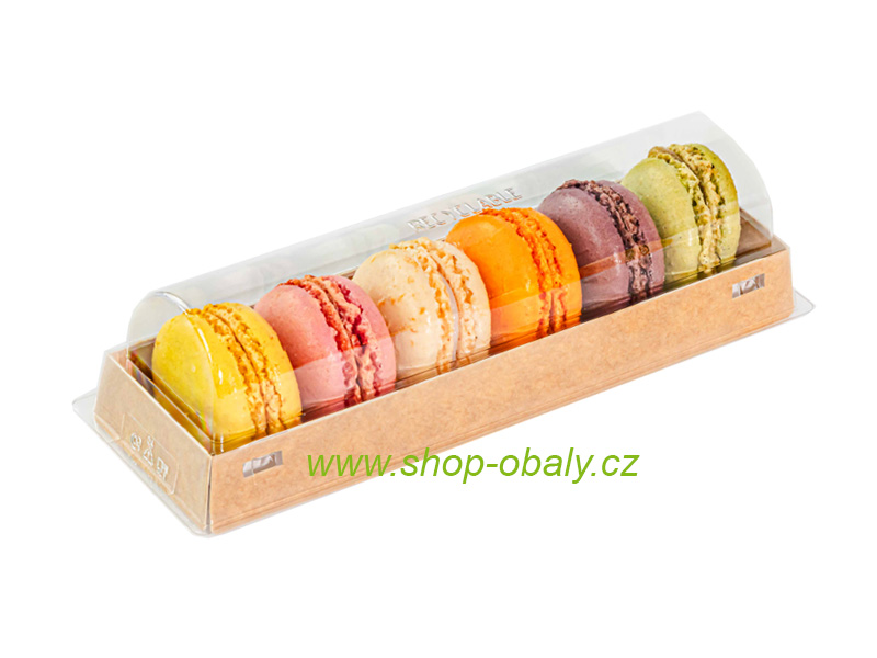 Tácek papírový na makronky 150x30x20mm kraft LX1503RKB 6ks