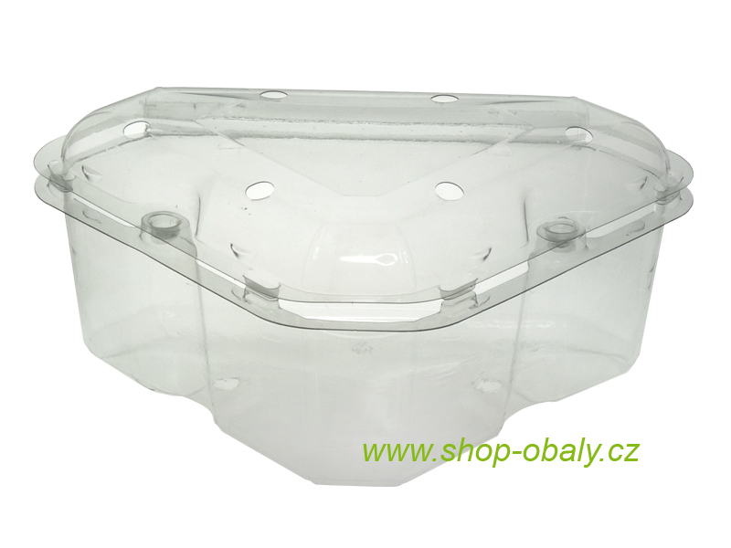 Miska 350g rPET 191x118x85mm RU191H85 s integrovaným víčkem,  trojúhelníková