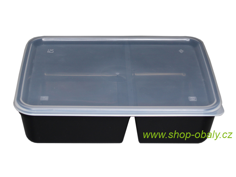 Miska PP 218x169x53mm 2-dílná 1374ml černá extra pevná- REUSE