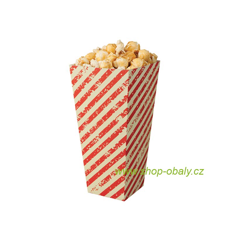 Krabička na popcorn 92/63x92/63x195 mm/1170ml STANDARD pruhovaná