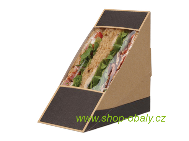 Sendvič box 123x72x123mm kraft/šedá ST11