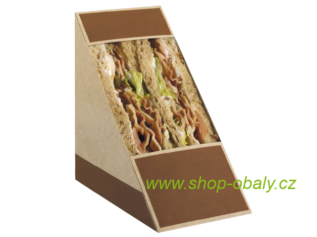 Sendvič box 123x72x123mm kraft/hnědý tisk ST11