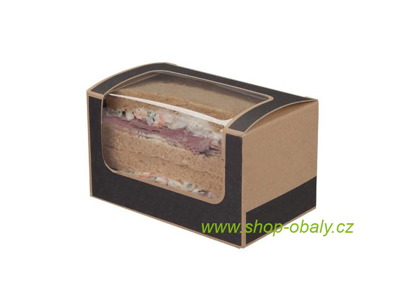 Krabička na obdélníkový sendvič 125x77x72mm kraft/šedá