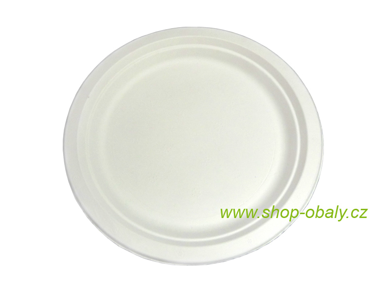 Talíř BIO 22cm kulatý z cukrové třtiny bílý