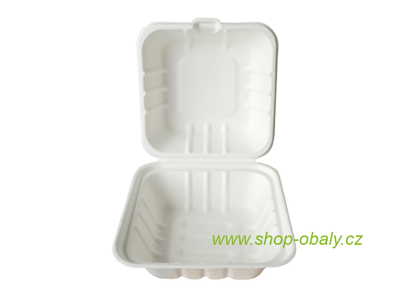 Hamburger box BIO 152x152x75mm z cukrové třtiny bílý