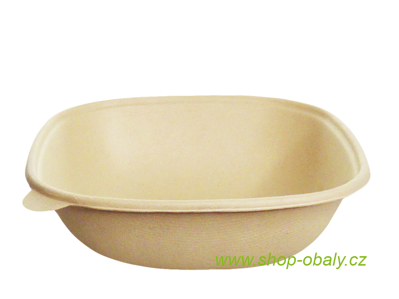 Miska BIO čtvercová 48oz 1400ml,  215x215x65mm natural 100% kompostovatelná