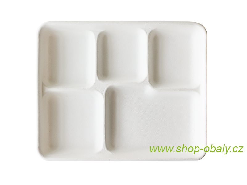 Tác BIO 5-dílný 265x215x25mm z cukrové třtiny bílý