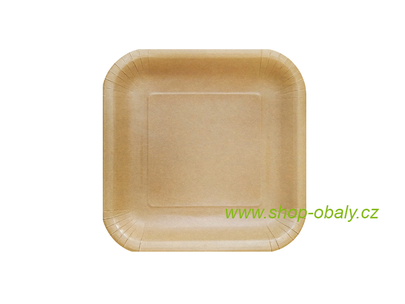 Talíř papírový BIO VIRGIN 18x18cm čtvercový hnědý