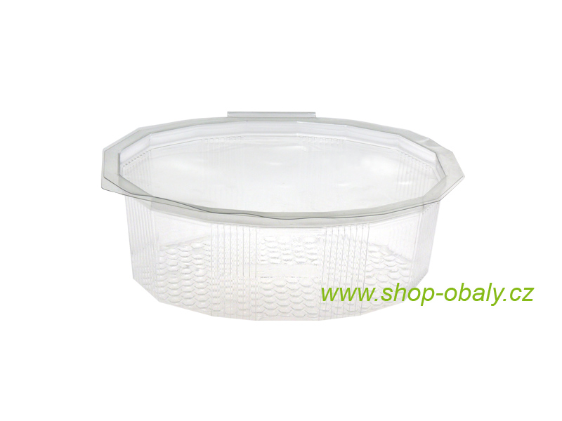 Miska rPET M370 370ml 139x116x46mm s víčkem,  transparentní