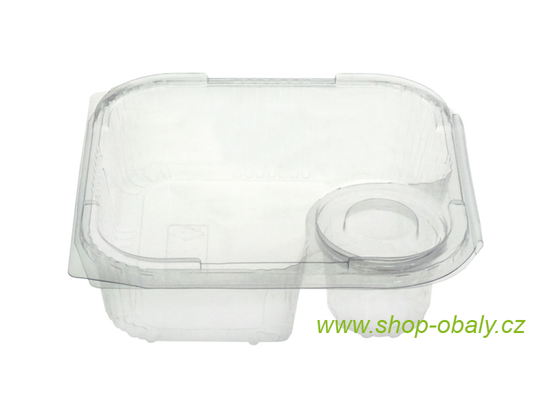 Miska rPET s víkem + kelímek na dressing 700+50ml 175x165x50mm transparent