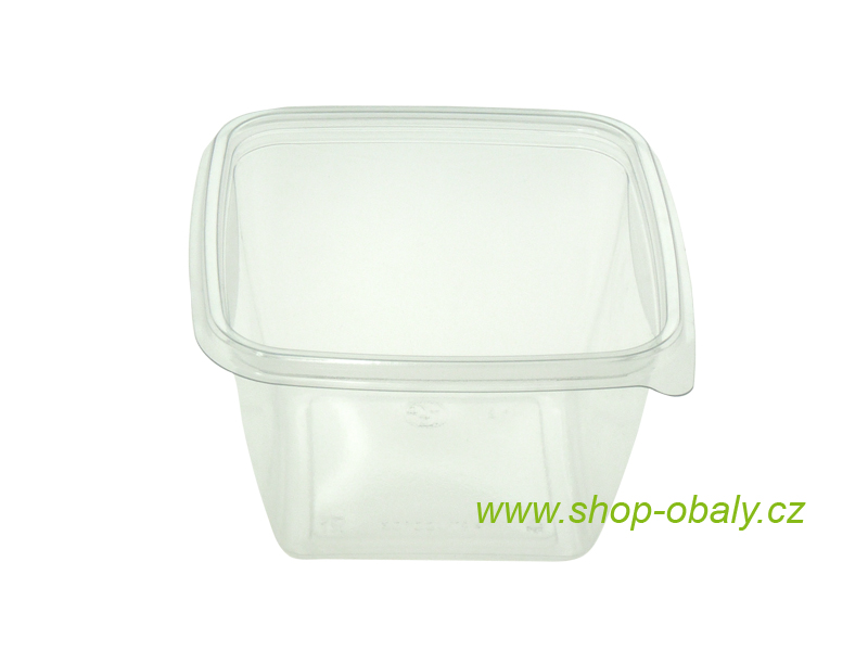 Miska rPET 500ml,  110x110x60mm,  V00703 čtvercová transparentní
