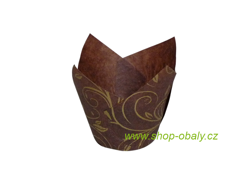 Cukrářský košíček pečící 50x80x90mm,  hnědý s potiskem