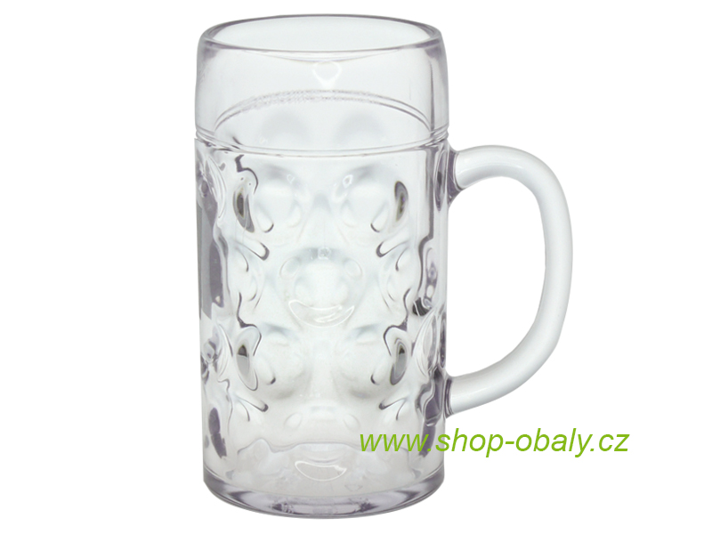 Sklenice nerozbitná DRINK SAFE 1000ml s uchem na pivo,  transparentní - REUSE