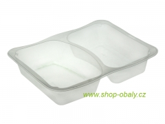 Miska zatavovací PP 227x177x45mm 2-dílná / 1000ml M20/45N transp.oblá přepážka