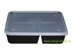 Miska PP 218x169x53mm 2-dílná 1374ml černá extra pevná- REUSE
