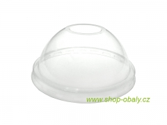 Víčko rPET 95mm dome VR vypouklé s otvorem na kelímek PET 200-650ml