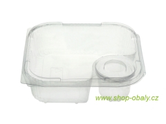 Miska rPET s víkem + kelímek na dressing 700+50ml 175x165x50mm transparent