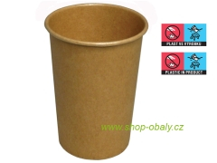 Kelímek papírový 400/450ml 16oz 90mm kraft hnědý - EU logo